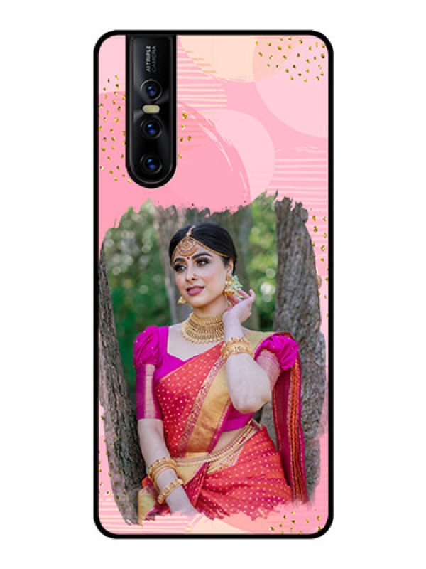 Custom Vivo V15 Pro Personalized Glass Phone Case  - Gold Glitter Splash Design