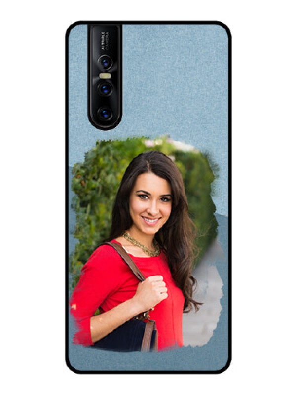 Custom Vivo V15 Pro Custom Glass Mobile Case  - Grunge Line Art Design