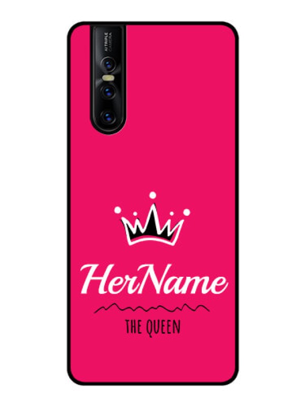 Custom Vivo V15 Pro Glass Phone Case Queen with Name