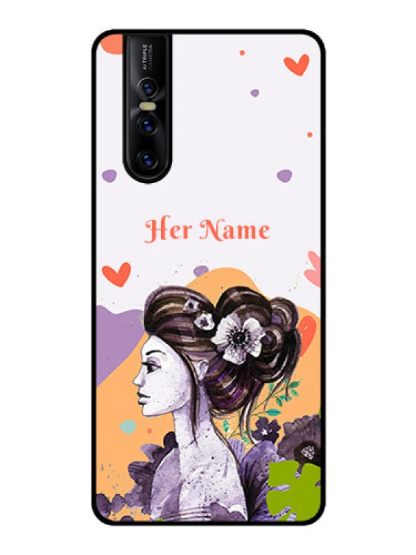Custom Vivo V15 Pro Personalized Glass Phone Case - Woman And Nature Design