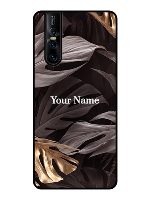 Custom Vivo V15 Pro Personalised Glass Phone Case - Wild Leaves digital paint Design