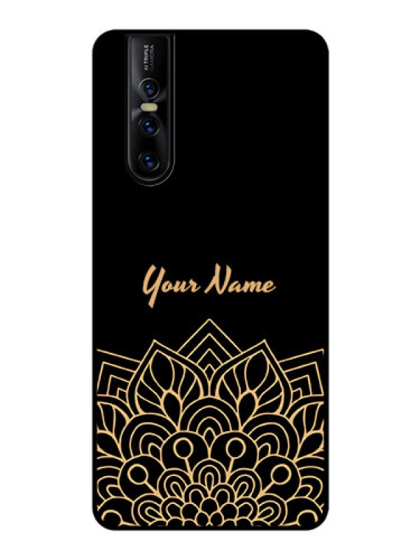 Custom Vivo V15 Pro Custom Glass Phone Case - Golden mandala Design