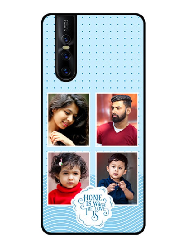 Custom Vivo V15 Pro Custom Glass Phone Case - Cute love quote with 4 pic upload Design