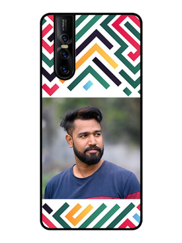 Custom Vivo V15 Pro Personalized Glass Phone Case - Colorful Maze Pattern Design