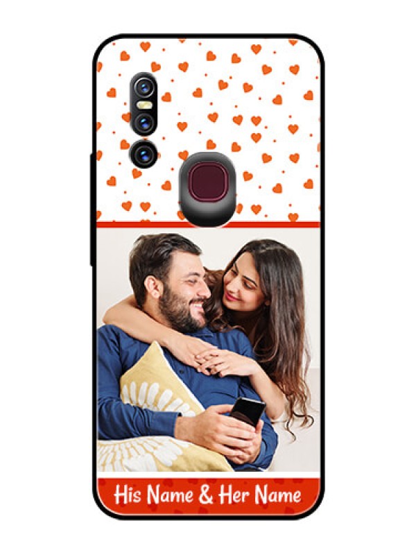 Custom Vivo V15 Custom Glass Phone Case  - Orange Love Symbol Design