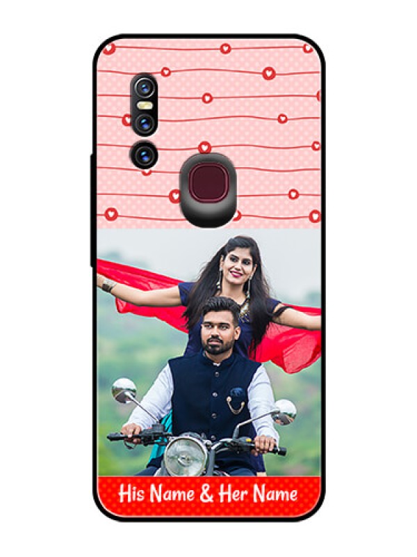 Custom Vivo V15 Personalized Glass Phone Case  - Red Pattern Case Design