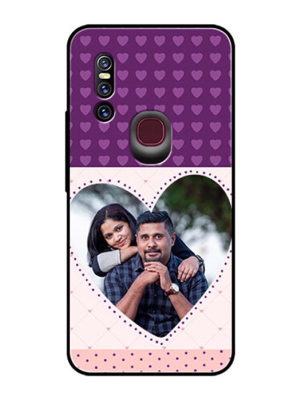 Custom Vivo V15 Custom Glass Phone Case  - Violet Love Dots Design