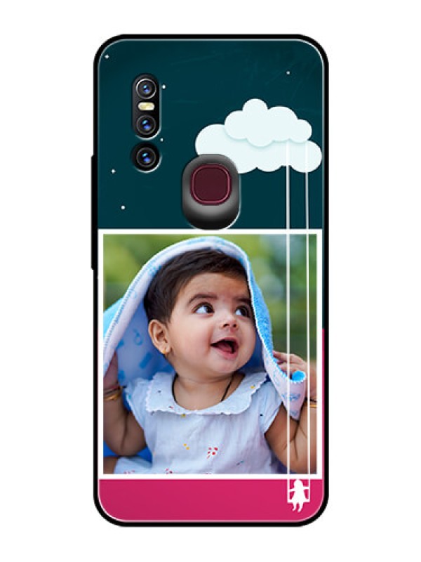 Custom Vivo V15 Custom Glass Phone Case  - Cute Girl with Cloud Design
