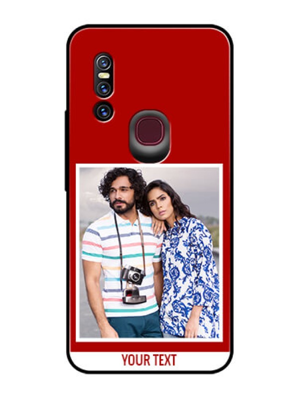 Custom Vivo V15 Personalized Glass Phone Case  - Simple Red Color Design