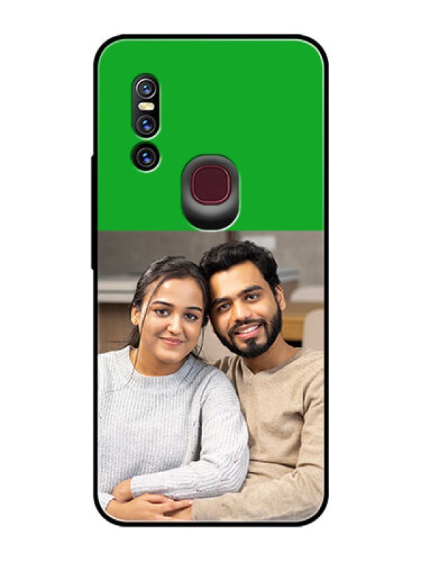 Custom Vivo V15 Personalized Glass Phone Case  - Green Pattern Design