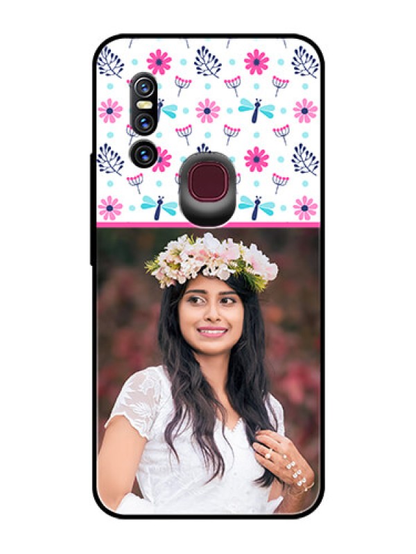 Custom Vivo V15 Photo Printing on Glass Case  - Colorful Flower Design