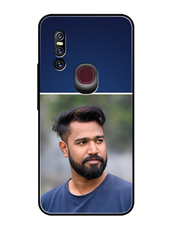 Custom Vivo V15 Personalized Glass Phone Case  - Simple Royal Blue Design
