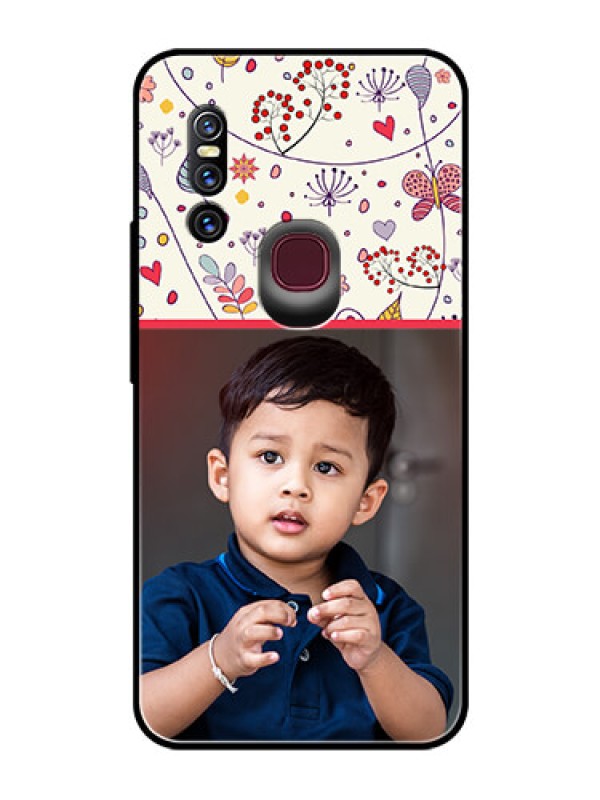 Custom Vivo V15 Custom Glass Mobile Case  - Premium Floral Design