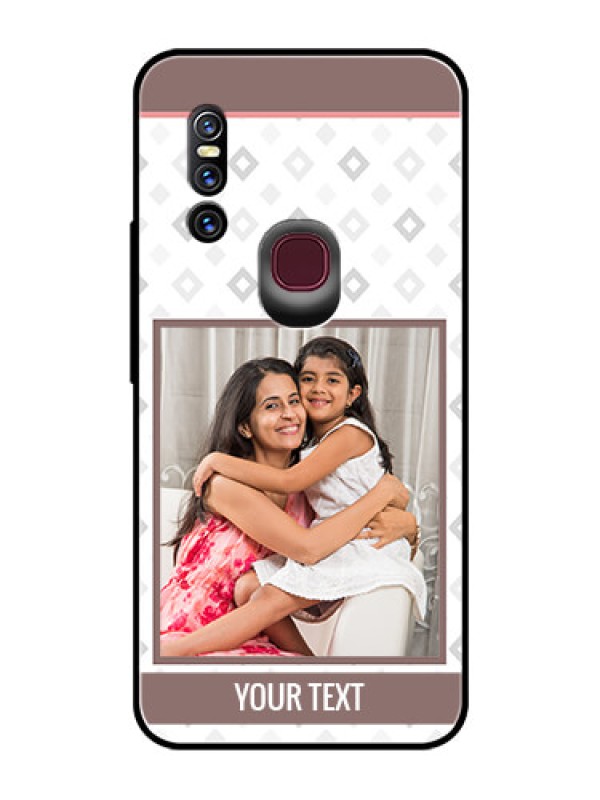 Custom Vivo V15 Photo Printing on Glass Case  - Simple Diamond Design