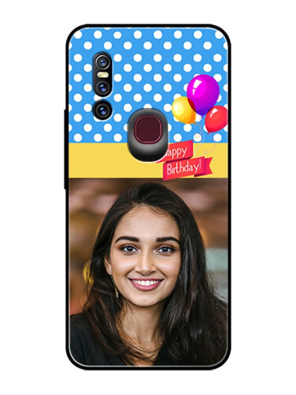 Custom Vivo V15 Custom Glass Mobile Case  - Happy Birthday Design