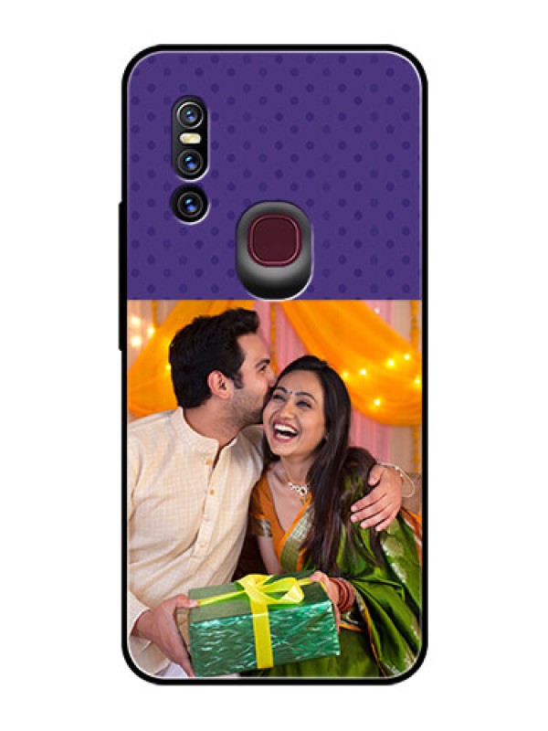Custom Vivo V15 Personalized Glass Phone Case  - Violet Pattern Design