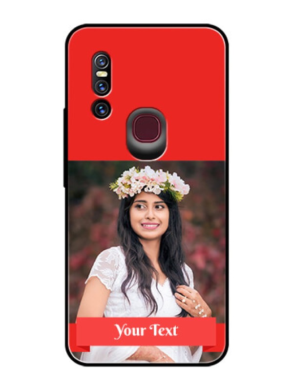 Custom Vivo V15 Custom Glass Phone Case  - Simple Red Color Design