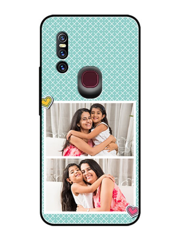Custom Vivo V15 Custom Glass Phone Case  - 2 Image Holder with Pattern Design
