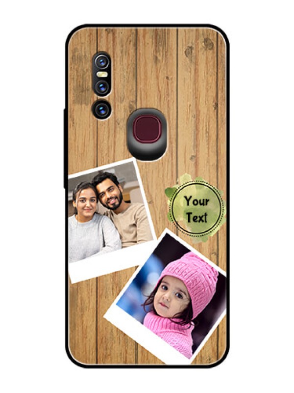 Custom Vivo V15 Custom Glass Phone Case  - Wooden Texture Design