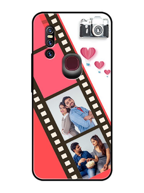 Custom Vivo V15 Personalized Glass Phone Case  - 3 Image Holder with Film Reel