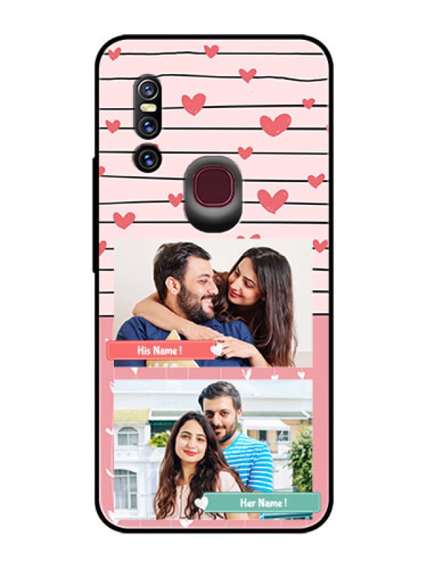 Custom Vivo V15 Custom Glass Mobile Case  - Photo with Heart Design