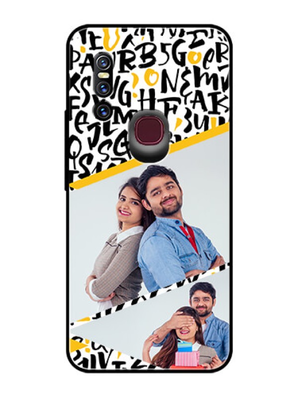 Custom Vivo V15 Custom Glass Mobile Case  - Letters Pattern Design