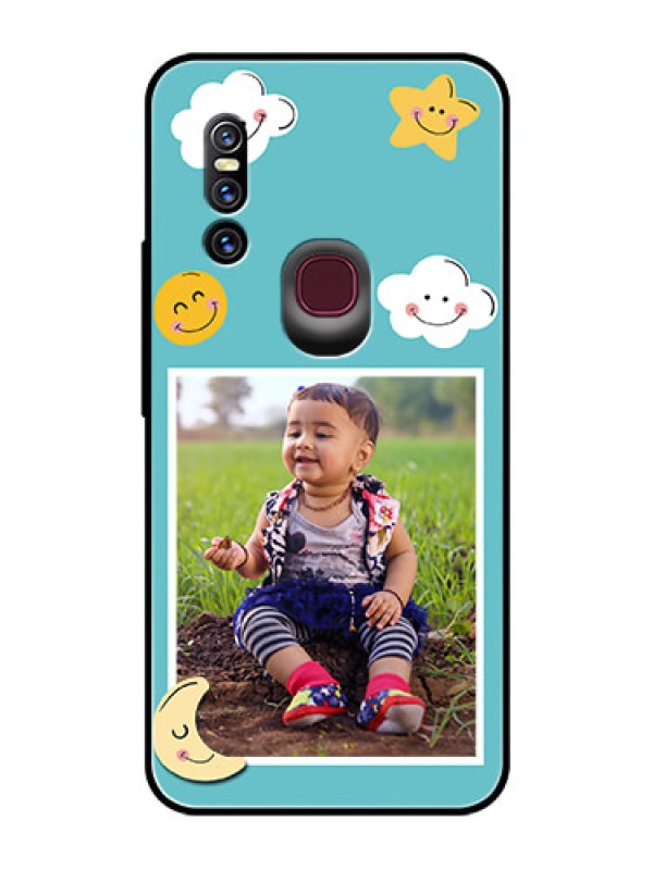 Custom Vivo V15 Personalized Glass Phone Case  - Smiley Kids Stars Design
