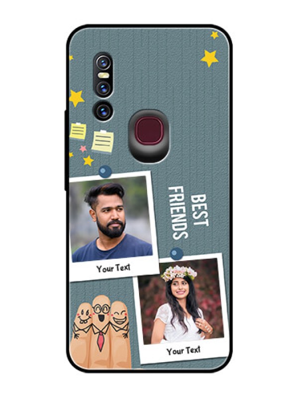 Custom Vivo V15 Personalized Glass Phone Case  - Sticky Frames and Friendship Design