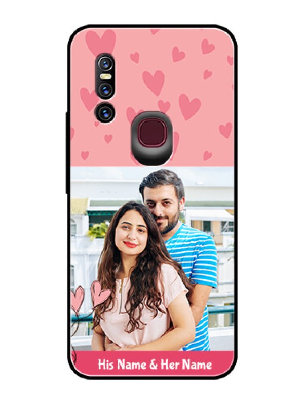 Custom Vivo V15 Personalized Glass Phone Case  - Love Design Peach Color