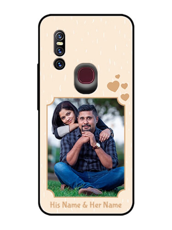 Custom Vivo V15 Custom Glass Phone Case  - with confetti love design 