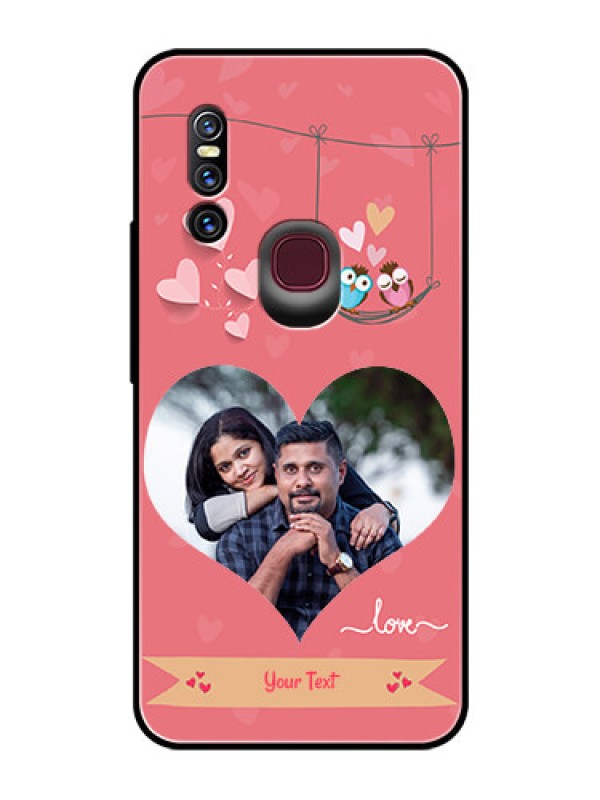 Custom Vivo V15 Personalized Glass Phone Case  - Peach Color Love Design 
