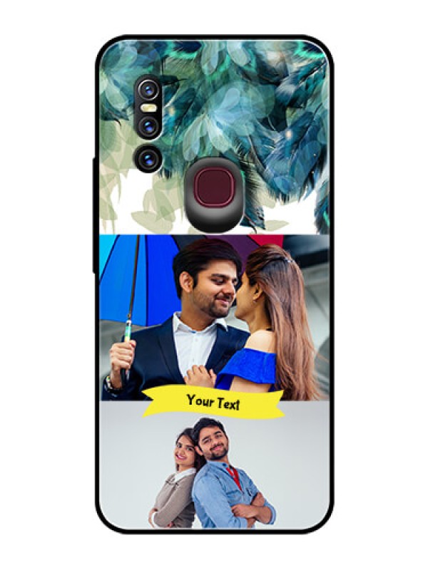 Custom Vivo V15 Personalized Glass Phone Case  - Image with Boho Peacock Feather Design