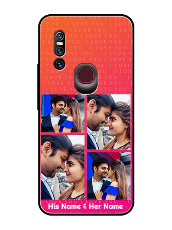 Custom Vivo V15 Custom Glass Phone Case  - I Love You Pink Design