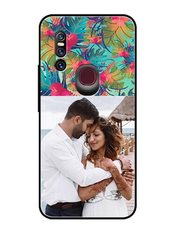 Custom Vivo V15 Photo Printing on Glass Case  - Watercolor Floral Design