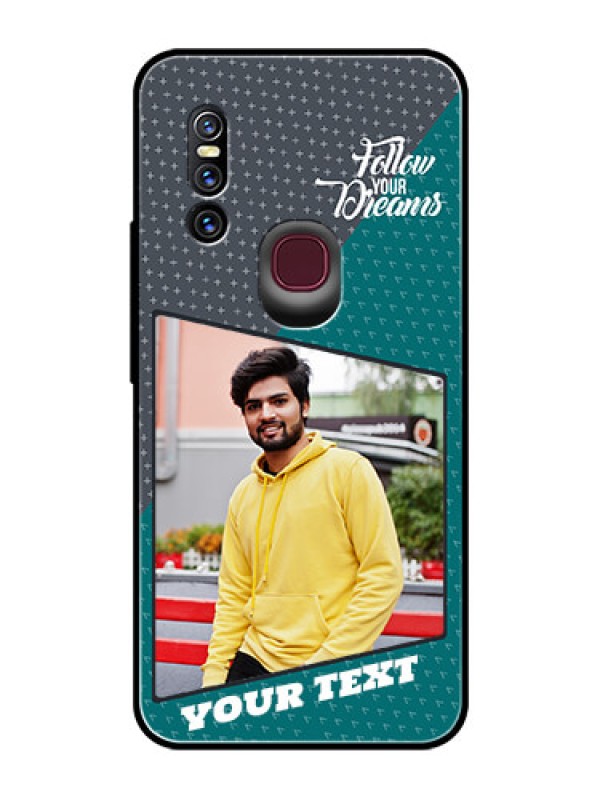 Custom Vivo V15 Personalized Glass Phone Case  - Background Pattern Design with Quote