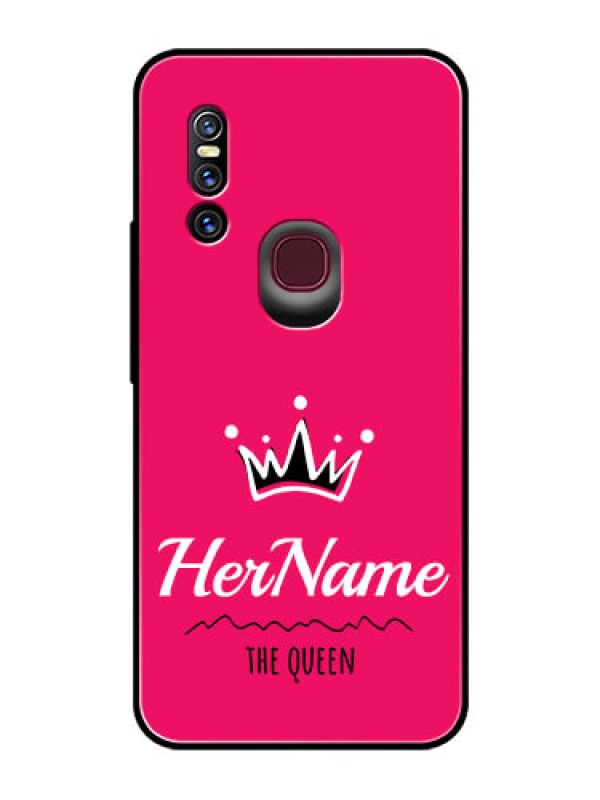 Custom Vivo V15 Glass Phone Case Queen with Name