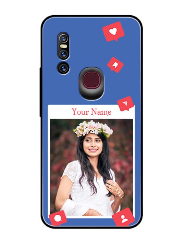 Custom Vivo V15 Custom Glass Phone Case - Like Share And Comment Design
