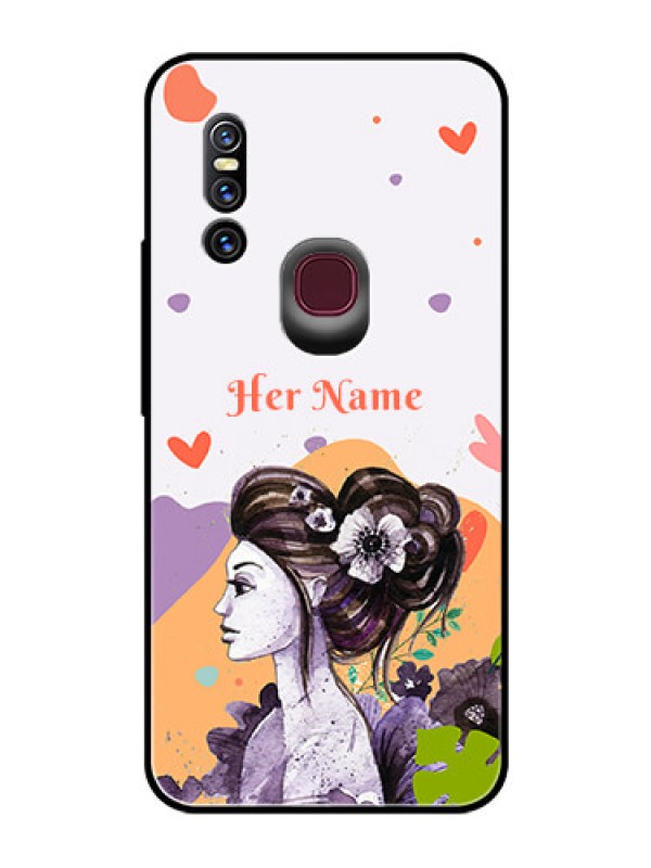 Custom Vivo V15 Personalized Glass Phone Case - Woman And Nature Design