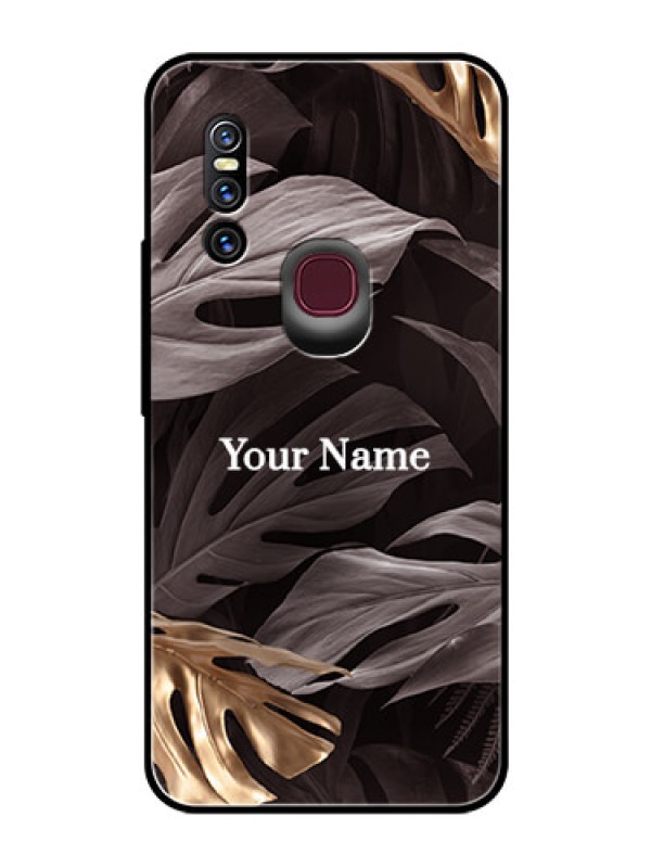 Custom Vivo V15 Personalised Glass Phone Case - Wild Leaves digital paint Design