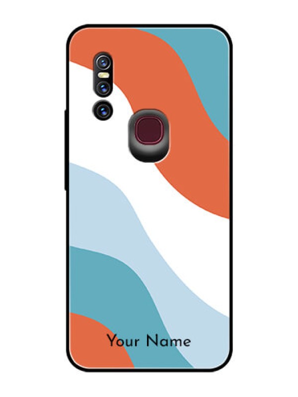 Custom Vivo V15 Custom Glass Mobile Case - coloured Waves Design