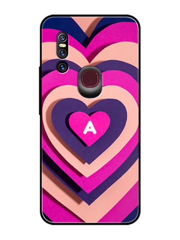 Custom Vivo V15 Custom Glass Mobile Case - Cute Heart Pattern Design