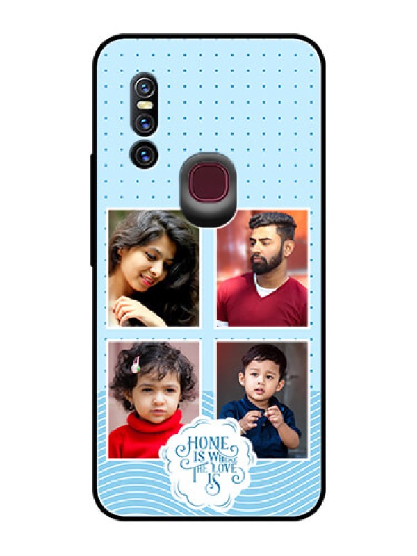 Custom Vivo V15 Custom Glass Phone Case - Cute love quote with 4 pic upload Design