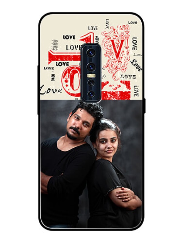 Custom Vivo V17 Pro Photo Printing on Glass Case  - Trendy Love Design Case