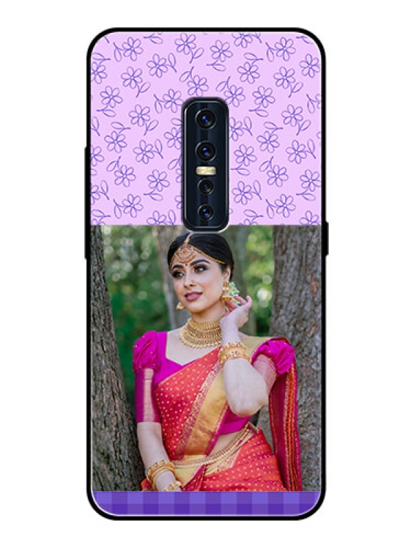 Custom Vivo V17 Pro Custom Glass Phone Case  - Purple Floral Design