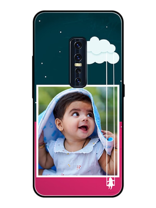 Custom Vivo V17 Pro Custom Glass Phone Case  - Cute Girl with Cloud Design