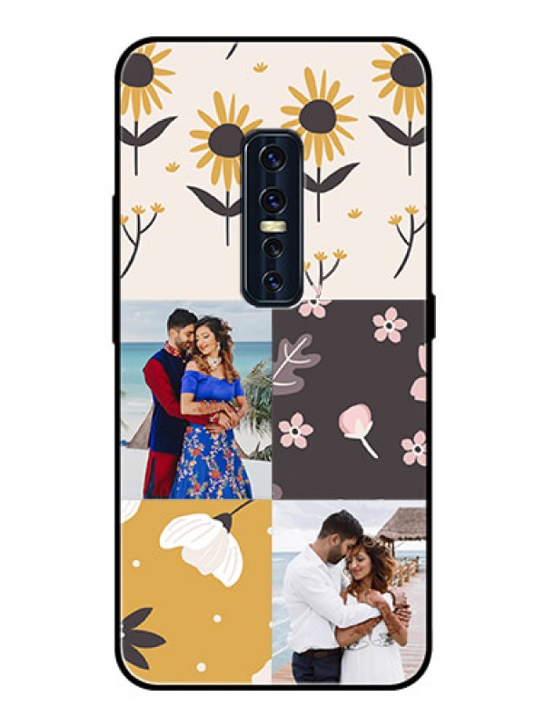 Custom Vivo V17 Pro Photo Printing on Glass Case  - 3 Images with Floral Design