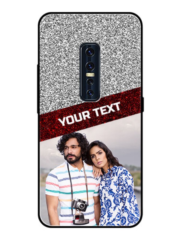 Custom Vivo V17 Pro Personalized Glass Phone Case  - Image Holder with Glitter Strip Design