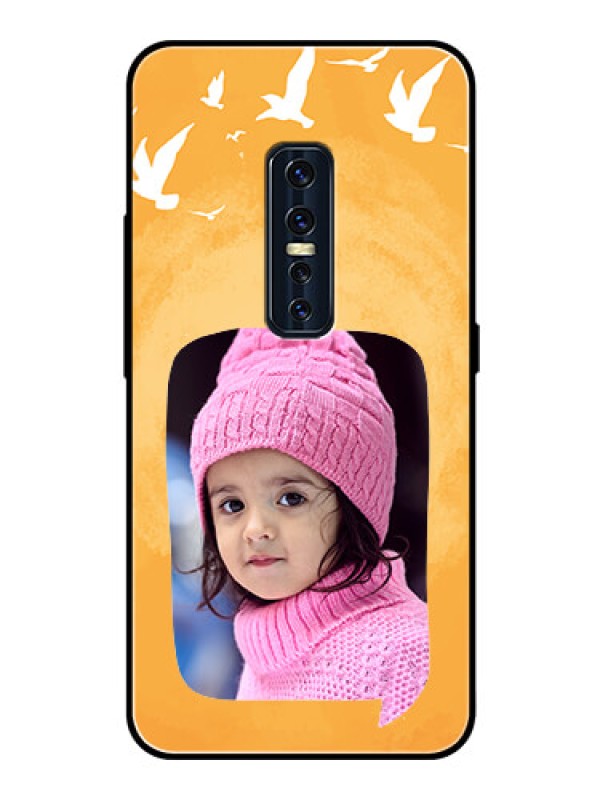 Custom Vivo V17 Pro Personalized Glass Phone Case  - Water Color Design with Bird Icons