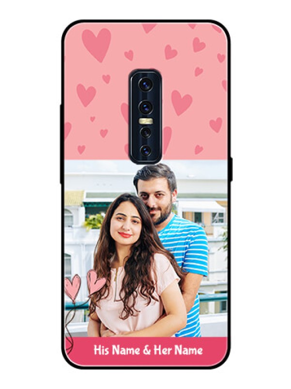 Custom Vivo V17 Pro Personalized Glass Phone Case  - Love Design Peach Color
