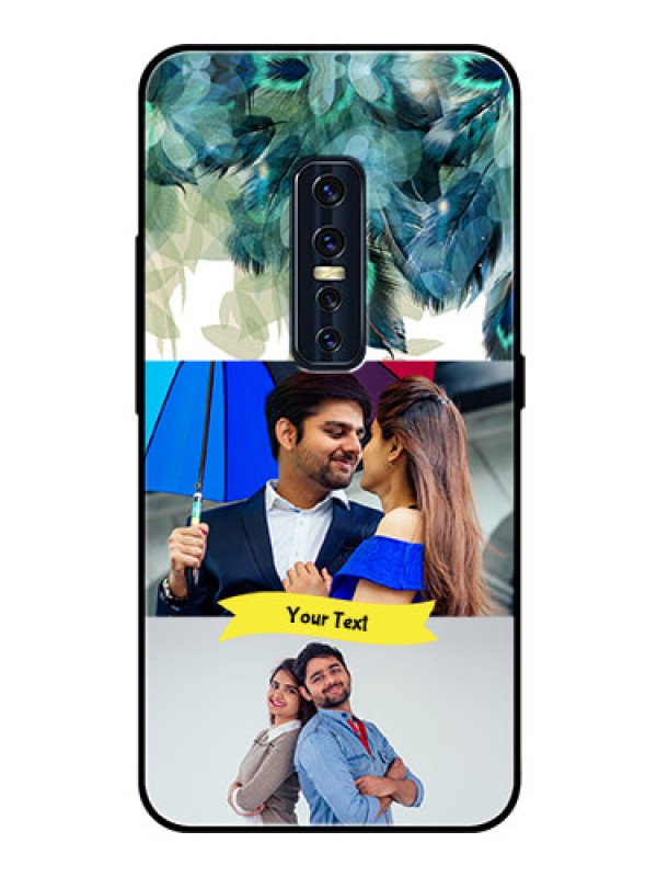 Custom Vivo V17 Pro Personalized Glass Phone Case  - Image with Boho Peacock Feather Design